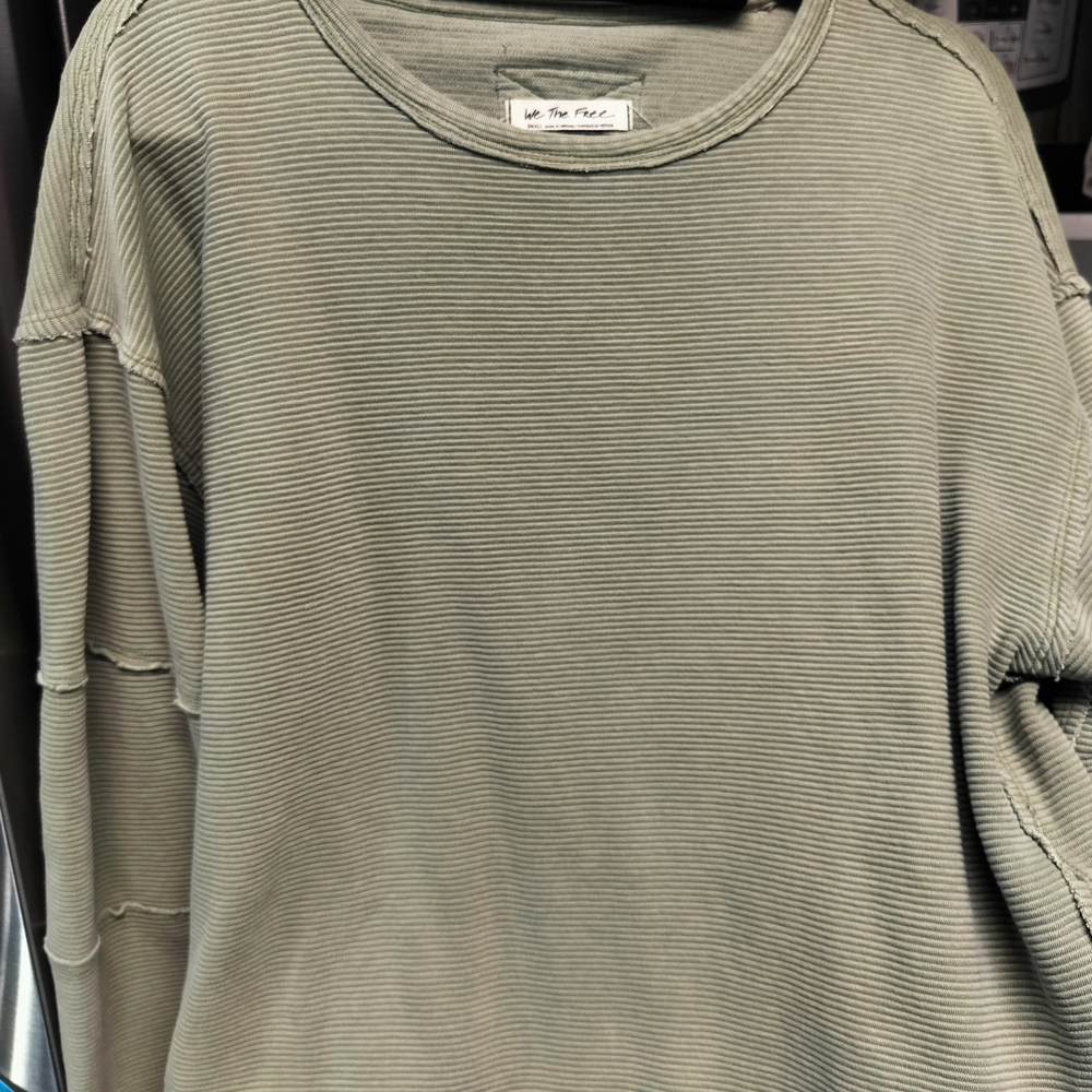 We The Free Total Eclipse Ribbed Long Sleeve Top, Oil Green, S